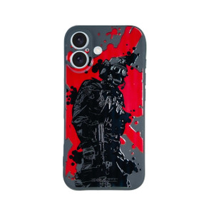 SIMPLYMDRN Slim for iPhone 16 Case - Warrior Design - Cool Case for Men - Fighter Soldier Case - Slim and Flexible (Merciless Black)