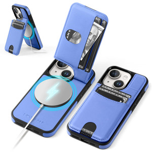 SkyEagle Compatible with Magsafe for iPhone 14 Plus Wallet Case with Card Holder Kickstand RFID Blocking Flip Cover Credit Card Slots PU Leather Men