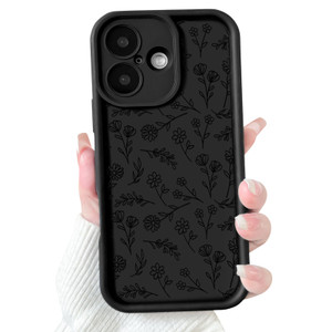 NITITOP Compatible with iPhone 16 Case Cute Flowers Floral Leaves Design for Women Girls Stylish Artistic Soft TPU Shockproof Full Camera Protective