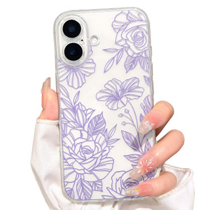 NITITOP Compatible with iPhone 16 Case Cute Clear Floral Flower Pattern for Girls Women Soft TPU Full Camera Lens Shockproof Protective Phone Cover -