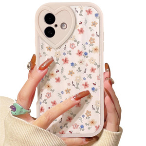 Lovmooful Compatible for iPhone 16 Case Cute Flower Floral Leaf with Love Lens Bumper Protector for Girls Women Soft TPU Shockproof Protective Girly