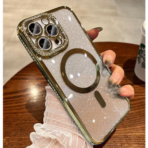 ZinLyuen Glitter Magnetic Case for iPhone 16 Pro Max Compatible With MagSafe - Clear Bling Luxury Sparkly Diamond With Camera Protector Cover for iPh