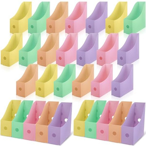 Colarr 30 Pack Coloring Plastic Magazine Holders 5 Light Colors Magazine Storage Box File Organizer Folder Book Bin for Desk Desktop Document Organiz