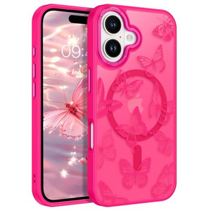 BENTOBEN Magnetic for iPhone 16 Plus Case with Cute Butterfly Pattern, [Compatible with MagSafe] Translucent Matte Slim Shockproof Women Girl Protect