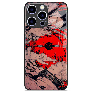 Akatxezy Anime Manga Phone Case for iPhone 16 Pro Max, Aesthetic 9H Tempered Glass Back, Glossy Soft Silicone Shockproof Shell
