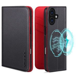 VISOUL Case for iPhone 16 Wallet Case, Pebbled Real Leather Wallet Phone Case Card Holders Kickstand Flip Folio Cover Compatible with iPhone 16 (6.1