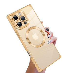 KANGHAR Case Designed for iPhone 16 Pro Max Case Magnetic Clear with Camera Lens Protector[Compatible with MagSafe] Luxury Cute Plating Design Full-B