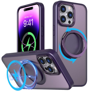 MUGCOFF for iPhone 16 Pro Case with 360 Rotatable Magnetic Ring Kickstand[Compatible with Magsafe],Military Grade Shockproof Translucent for iPhone16