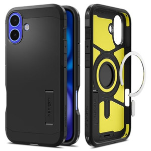 Spigen for iPhone 16 Case, Tough Armor (Ai) MagFit [Compatible with Magsafe] [Kickstand] [Military-Grade Protection] - Black