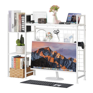 YBING Desktop Bookshelf, Desk Hutch Dorm, 4 Tier Desk Organizer Shelf Wood Over Computer Desk Shelves Multipurpose Desk Top Storage Display Rack for