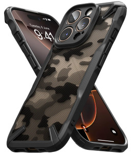 Ringke Fusion-X for iPhone 16 Pro Max Case [Precise Cutouts for Camera Lenses] Augmented Bumper Heavy Duty Shockproof Protective Cover - Camo Black