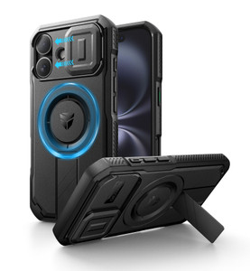 Dexnor for iPhone 16 Case with Slide Camera Cover & Adjustable Kickstand, Magnetic Rugged Shockproof Bumper Cases Heavy-Duty Magnetic Protective Cove