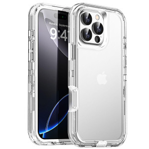 AICase for iPhone 16 Pro Case Clear 3 in 1 Heavy Duty Drop Protection Full Body Rugged Shockproof/Dust Proof 3-Layer Military Protective Tough Durabl