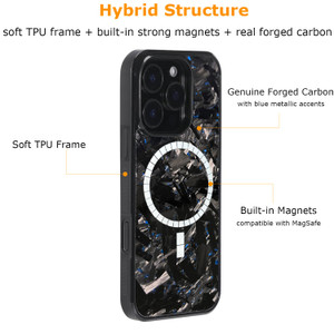 molzar Grip Series for iPhone 16 Pro Case with Real Forged Carbon Fiber, Grippy Edges Design, Built-in Magnets, Compatible with MagSafe Chargers and