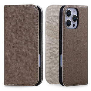 VISOUL Wallet Case for iPhone 16 Pro, Real Leather Wallet Case with Card Holder Kickstand Magnetic Folio Cover Compatible with iPhone 16 Pro (6.3-inc