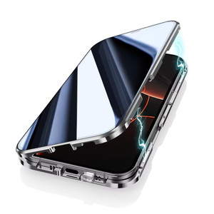 SENLAN Anti-Peeping Case for iPhone 16 Pro, Magnetic Double-Sided Glass Aluminum Alloy Bumper Lock + Magnet Adsorption Built-in Camera Lens Protector