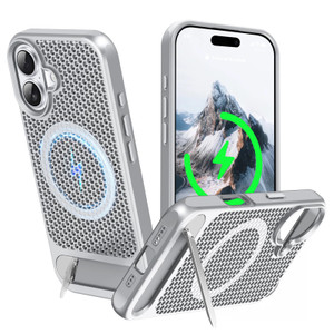 ZHOGTNEG for Magnetic Heat Dissipatio case for iPhone 16 Plus, for MagSafe, Cooling Drop Protection, Adjustable Kickstand case, Ice Armour Cool Matte
