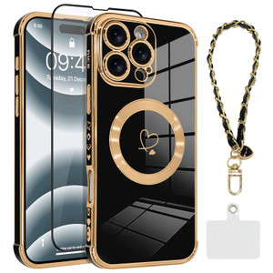 OOK Magnetic Phone Case for iPhone 16 Pro Max [Compatible with MagSafe] Soft TPU Heart Phone Cover with Screen Protector Shockproof Protection Slim C