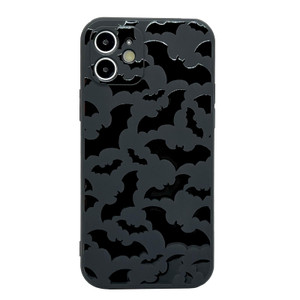 MWAYOYTE Matte Black Case Compatible with iPhone 16 Plus Protective TPU Cover Cute Bats Non-Slip Lightweight Shockproof Goth Halloween Animal Cool Si