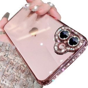 Changjia Clear Glitter Case for iPhone 16, Cute Luxury Bling Sparkly Diamond Rhinestones with Camera Protector Soft TPU Plating Bumper Slim Transpare