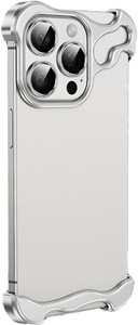 SONIGRA Special-Shaped Metal Corner Anti-Fall Case Suitable for iPhone 16 Plus, Borderless Slim No Back Shockproof Bumper with Lens Film Cover Bumper