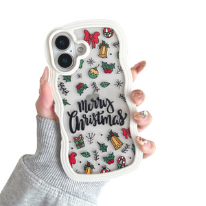 XIZYO Christmas Phone Case for iPhone 16 Plus, Wavy Cute Merry Christmas Pattern Clear Aesthetic Wave Girls Kids Women Santa Slim TPU Shockproof Prot