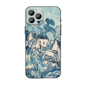 WMCFNG Compatible with iPhone 16 Pro Max Case,Van Gogh Landscape with Cottages Houses Art Phone Case,Thin Slim Shockproof Bumper iPhone 16 Pro Max Co