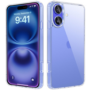 JJGoo Compatiable with iPhone 16 Plus Case Clear, Transparent Shockproof Phone Case, Anti-Scratch Hard PC Back Protective Cover Bumper Phone Case for