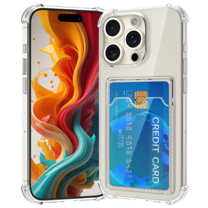 RIERBUBU Design for iPhone 16 Pro Max Case with Card Holder, Wallet Case Clear Slim Soft Protective Cover Shockproof Anti-Scratch Phone Card Case for