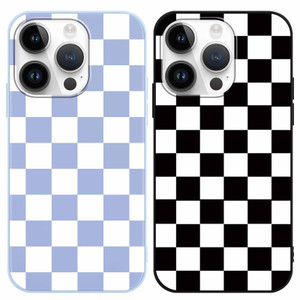 Yomjew 2 Pack Checkerboard Phone Case for 6.9 iPhone 16 Pro Max inches, Grid Checkered Chess Soft Slim Shockproof Silicone Matte Scratch-Resistant Fu