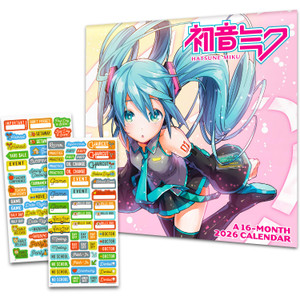 Hatsune Miku Calendar 2026 - Deluxe 2026 Vocaloid Hatsune Miku Mini Calendar Bundle with 100+ Reminder Stickers | Anime Home & Office Supplies