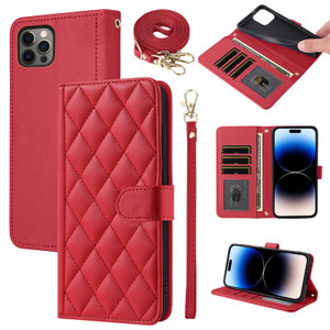 Furiet Argyle Wallet Case for iPhone 16 Pro Max 6.9 inch with Wrist Strap Shoulder Strap, Card Slots Folio Purse Luxury PU Leather Stand Cell Phone C