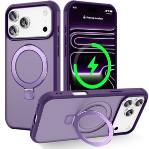 CHAOFEnG Magnetic Compatible with iPhone 17 Pro Case with Stand [Military Grade Drop Tested][Compatible with Magnet] Ring Translucent Slim Hard Back