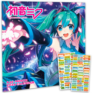 Hatsune Miku Calendar 2026 - Deluxe 2026 Anime Hatsune Miku Wall Calendar Bundle with Over 100 Reminder Stickers (Vocaloid Gifts, Office Supplies)