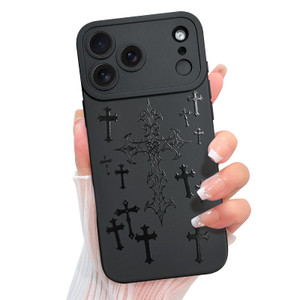 KANGHAR Designed for iPhone 17 Pro Max Case Black, Christian Cross Jesus Goth Aesthetic Design | for Women Girls Men, Full Camera Protection Slim Fit