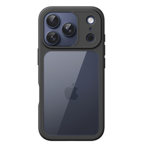 JETech Case for iPhone 17 Pro Max 6.9-Inch, Shockproof Phone Bumper Cover, Solid Color Matte TPU Frame, Anti-Scratch Clear Back (Black)