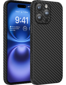 memumi Slim Case for iPhone 16 Pro Carbon Fiber Pattern 0.3 mm Matte Back Cover Compatible with iPhone 16 Pro Ultra Thin Case with Mnimalist Design a