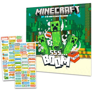 Minecraft Calendar 2026 - Deluxe 2026 Minecraft Creeper and Enderman Mini Calendar Bundle with Over 100 Reminder Stickers (Video Game Gifts, Office S