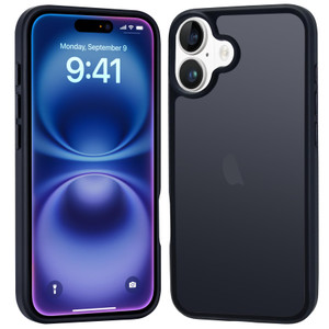 Dengduoduo for iPhone 16 Plus Case Matte, Military Grade Drop Protection, Frosted Translucent Back Anti-Fingerprint Slim Shockproof Phone Cover, Blac