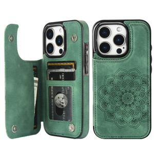 Vaburs Compatible with iPhone 16 Pro Case Wallet with Card Holder, Embossed Mandala Pattern Flower PU Leather Double Buttons Flip Shockproof Cover fo