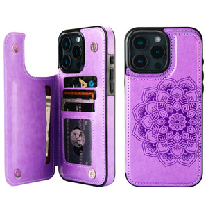 Vaburs Compatible with iPhone 16 Pro Max Case Wallet with Card Holder, Embossed Mandala Pattern Flower PU Leather Double Buttons Flip Shockproof Cove