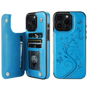 Vaburs Compatible with iPhone 16 Pro Max Case Wallet with Card Holder,Embossed Butterfly Pattern PU Leather Double Buttons Flip Protective Shockproof