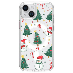 Idocolors for iPhone 16 Pro Max Case Snowman, Compatible with MagSafe Xmas Crystal Clear Phone Case for Women and Girls, Slim Fit Transparent Shockpr