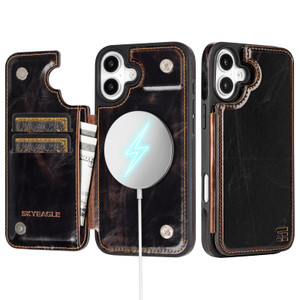 SkyEagle Compatible with Magsafe for iPhone 16 Plus Wallet Case with Card Holder,Women Men Phone Case PU Leather Kickstand Flip Protective Shockproof
