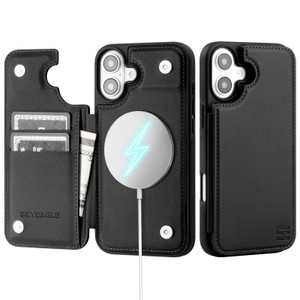 SkyEagle Compatible with Magsafe for iPhone 16 Plus Wallet Case with Card Holder,Women Men Phone Case PU Leather Kickstand Flip Protective Shockproof