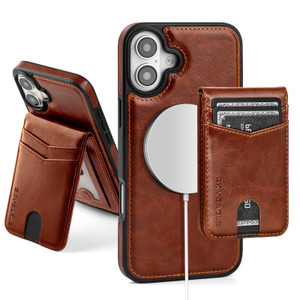 SkyEagle Compatible with Magsafe 2 in 1 Detachable iPhone 16 Plus Wallet Case with Card Holder Women Men,Magnetic PU Leather RFID Blocking Flip Kicks