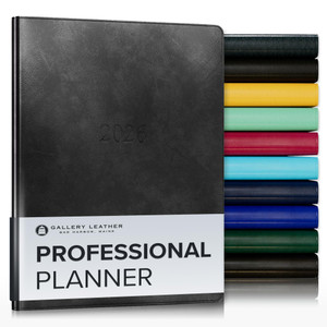 Gallery Leather Professional Weekly Monthly Planner 2026, Elegantly Bound Calendar Planner and Notebook with Stylish Gold-Gilded Page Edges, 12 Month