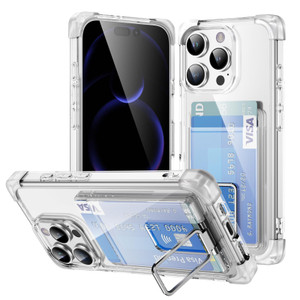 Wallet Case for iPhone 16 Pro 6.3 inch with Card Holder Slot Built-in Kickstand Stand Shockproof Slim Hard Back Cover Soft TPU Bumper Translucent Cle