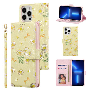 UEEBAI Wallet Case for iPhone 16 Pro Max, PU Leather Phone Cover Kickstand RFID Blocking Flip Case Card Slots Wrist Strap Relief Engraved Pattern Mag