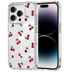 Idocolors for iPhone 16 Pro Max Case Cute Cherry Clear Phone Case, Crystal Slim Fruit Case for iPhone 16 Pro Max Phone, Not Yellowing Transparent Sho